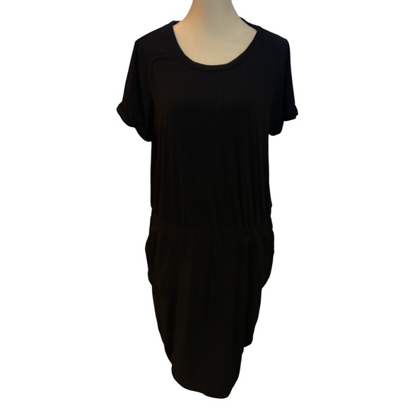 32 Degrees Cool Dresses & Skirts - 32 Degrees Cool Womens XL Black Short Sleeve Elastic Waist Pocket T-Shirt Dress